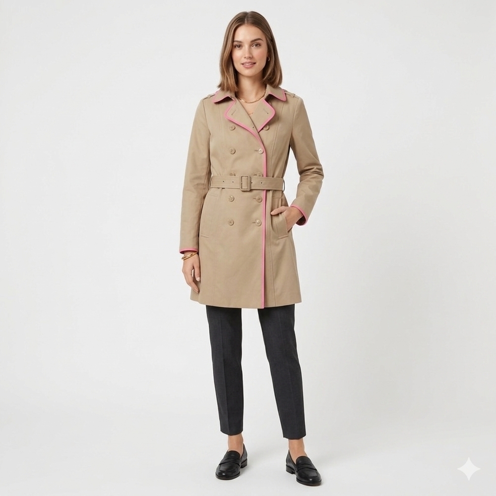 NEW Women's NY & Co Belted Trench Coat Size S